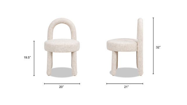 Penny Round Arched Fully Upholstered Dining Side Chair, Set of 2, Travertine Beige Penny Round Arched Fully Upholstered Dining Side Chair, Set of 2, Travertine Beige