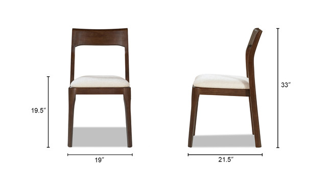 Bryson Reclaimed Pine Wood Dining Chairs with Chenille Upholstered Seats, Set of 2