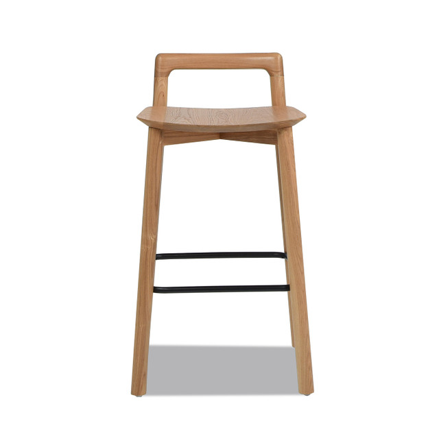 Sven Modern Minimalist Low Back Wood Counter Stool, Natural Blonde
