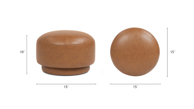 Fuji Mushroom Faux Leather Footstool Ottoman, Caramel Tan Brown Fuji Mushroom Faux Leather Footstool Ottoman, Caramel Tan Brown