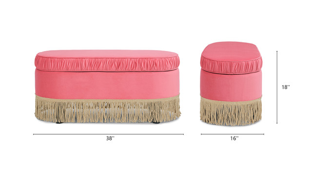 Serena Oval Storage Bench Ottoman, Garnet Rose Pink Serena Oval Storage Bench Ottoman, Garnet Rose Pink