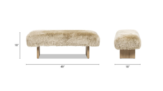 Leda Sheepskin Fur Rectangular Accent Bench, Natural Blonde Leda Sheepskin Fur Rectangular Accent Bench, Natural Blonde