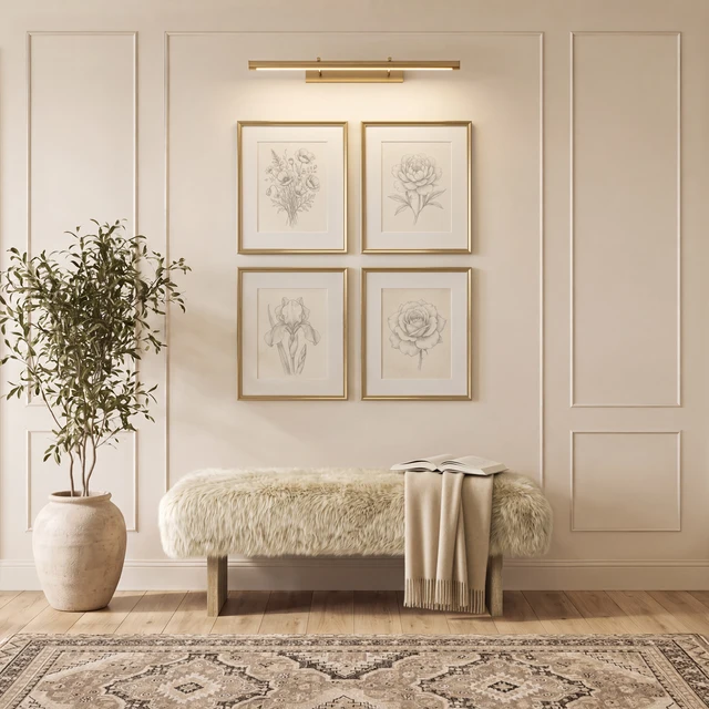 Leda Sheepskin Fur Rectangular Accent Bench, Natural Blonde