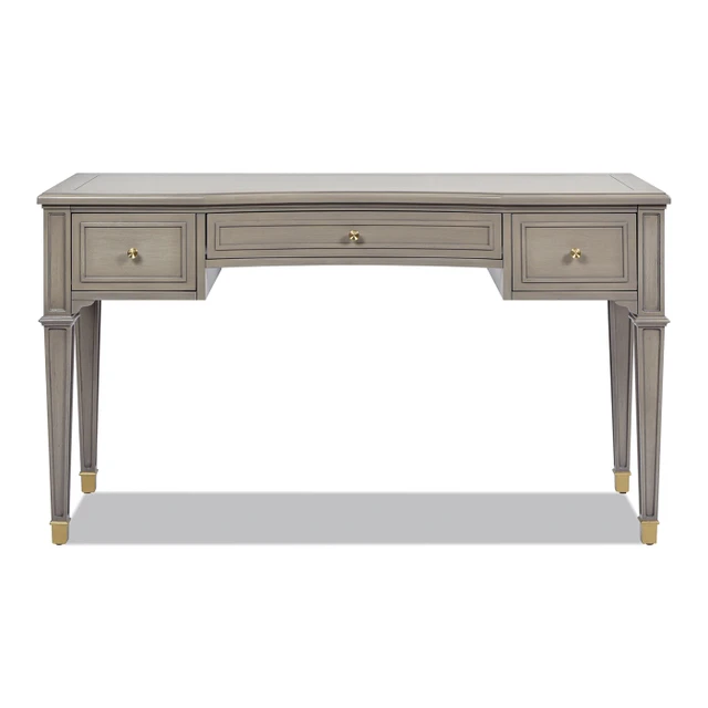 Dauphin 3-Drawer Wood Executive Desk, Grey Cashmere