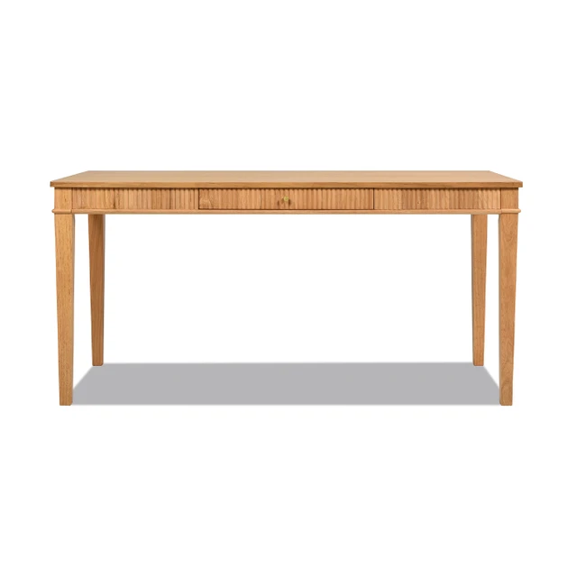 Dumont Modern Farmhouse 1-Drawer Fluted Home Office Writing Desk, Natural Blonde