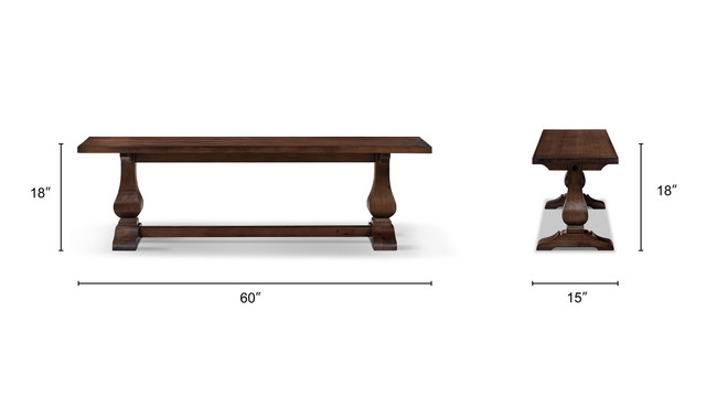 Whitmore Reclaimed Pine Trestle Dining Bench, Dark Brown Whitmore Reclaimed Pine Trestle Dining Bench, Dark Brown