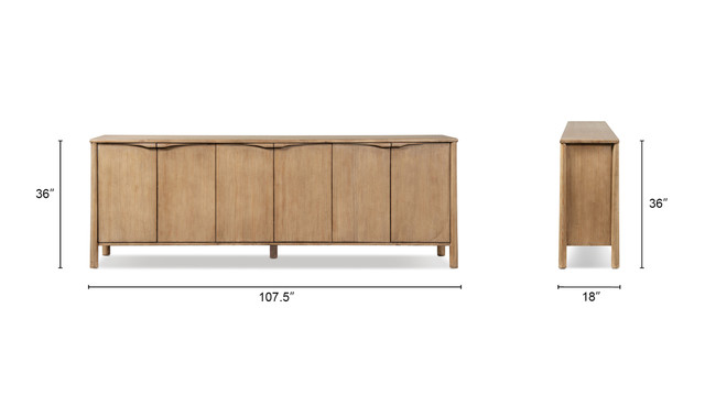 Nolan Extra Long 6-Door Cabinet Reclaimed Pine Wood Sideboard, Antique Natural Brown
