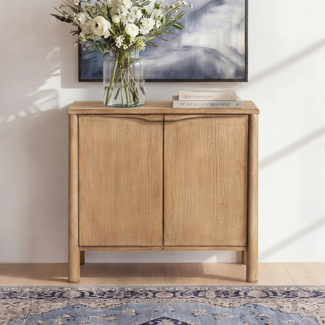 Nolan 2-Door Reclaimed Pine Wood Accent Cabinet, Antique Natural Brown