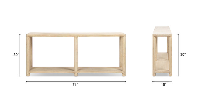 Milo Reclaimed Pine Wood Console Table with Lower Shelf, Light Natural Cerused Milo Reclaimed Pine Wood Console Table with Lower Shelf, Light Natural Cerused