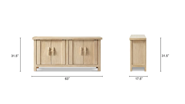 Rowan Reclaimed Elm Wood 4-Door Cabinet, Light Natural Brown Rowan Reclaimed Elm Wood 4-Door Cabinet, Light Natural Brown