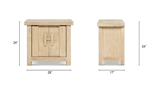 Rowan Reclaimed Elm Wood 2-Door Accent Cabinet End Table, Light Natural Brown Rowan Reclaimed Elm Wood 2-Door Accent Cabinet End Table, Light Natural Brown