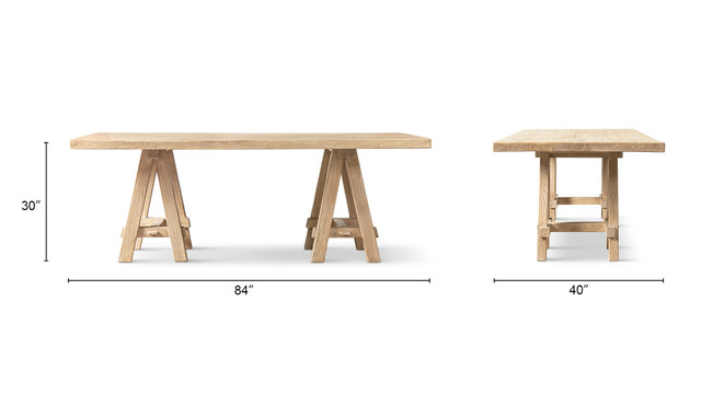 Hawthorne Solid Reclaimed Elm Trestle 8-Person Dining Table, Heritage Light Natural Brown Hawthorne Solid Reclaimed Elm Trestle 8-Person Dining Table, Heritage Light Natural Brown
