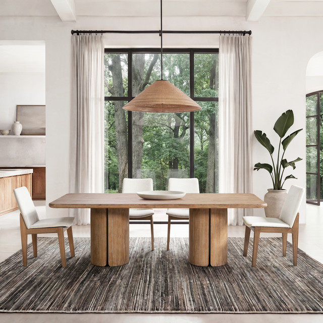 Sonoma Reclaimed Pine Wood Split-Pillar DiningTable 8-Seater, Rustic Greige Brown