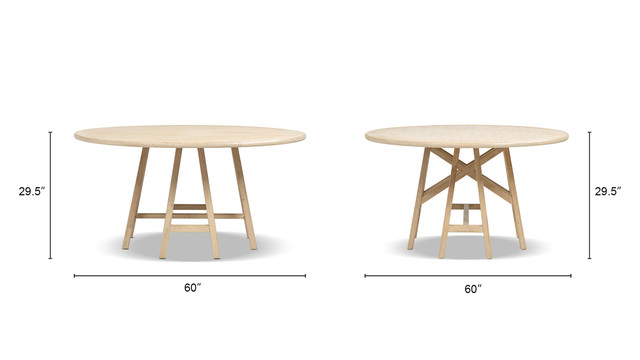 Holland Reclaimed Pine Wood Round Dining Table, Light Natural Cerused