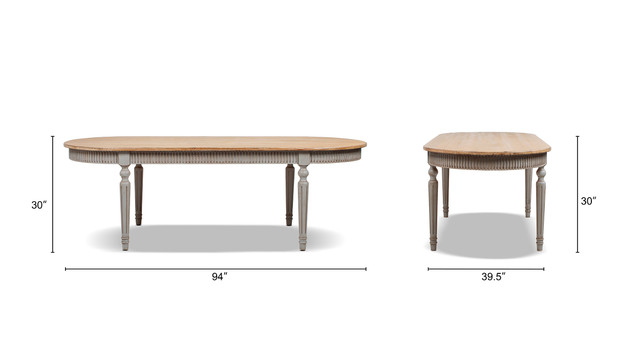 Colette Reclaimed Pine Wood Oval Dining Table, Antique Natural Brown & Antique Blue-Grey Colette Reclaimed Pine Wood Oval Dining Table, Antique Natural Brown & Antique Blue-Grey