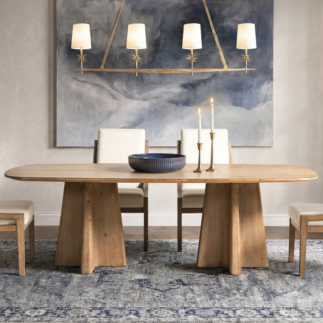 Clarence Reclaimed Pine Wood 8-Seater Dining Table, Antique Natural Brown
