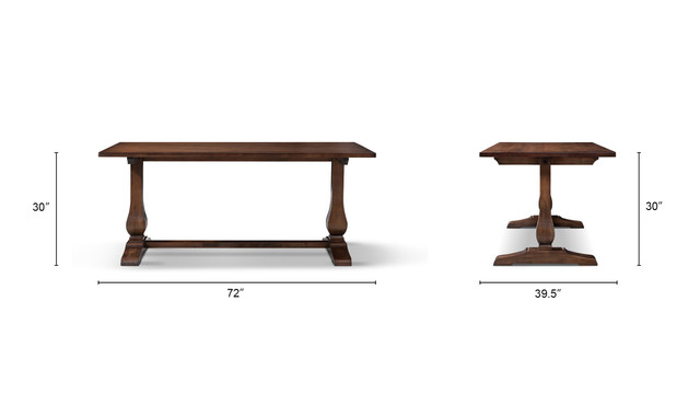 Whitmore Rectangular Reclaimed Pine Double Pedestal Trestle Dining Table, Dark Brown Whitmore Rectangular Reclaimed Pine Double Pedestal Trestle Dining Table, Dark Brown