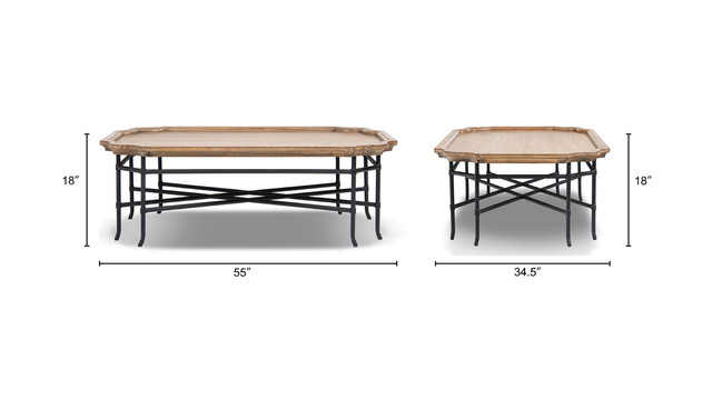 Foundry Reclaimed Pine Wood and Iron Metal Coffee Table, Antique Natural Brown Foundry Reclaimed Pine Wood and Iron Metal Coffee Table, Antique Natural Brown
