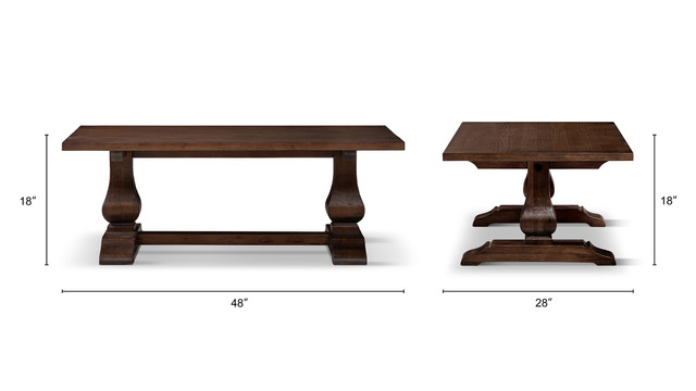 Whitmore Reclaimed Pine Trestle Coffee Table, Java Brown