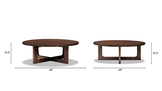 Pino Round Reclaimed Pine Cross Base Coffee Table, Java Brown Pino Round Reclaimed Pine Cross Base Coffee Table, Java Brown