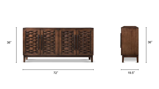 Koa Reclaimed Pine Sideboard with Handwoven-Inspired Wood Doors, Java Brown Koa Reclaimed Pine Sideboard with Handwoven-Inspired Wood Doors, Java Brown
