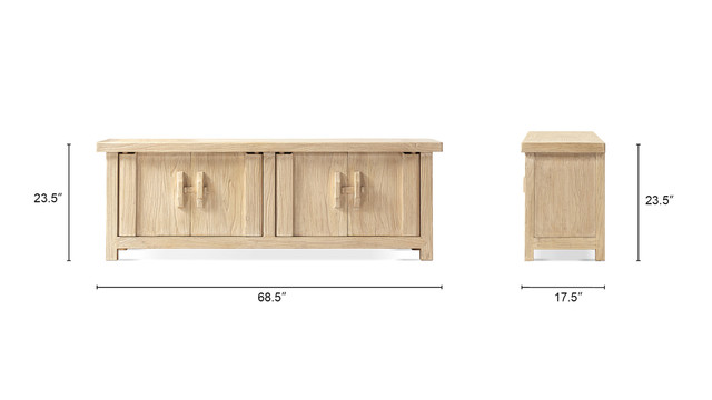 Rowan Reclaimed Elm Wood 4-Door Cabinet, Light Natural Brown Rowan Reclaimed Elm Wood 4-Door Cabinet, Light Natural Brown