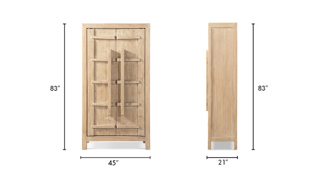 Rowan Tall Reclaimed Pine Crossbar Storage Cabinet with Double Doors, Heritage Light Natural Brown Rowan Tall Reclaimed Pine Crossbar Storage Cabinet with Double Doors, Heritage Light Natural Brown
