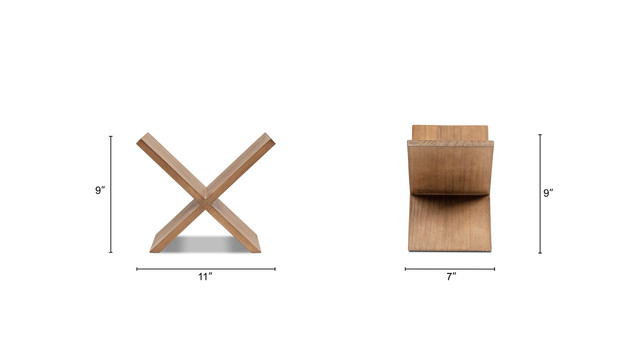 Otto Sculptural Reclaimed Pine X-Frame Book Stand, Medium Brown Otto Sculptural Reclaimed Pine X-Frame Book Stand, Medium Brown