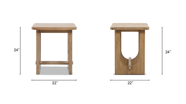 Turnkey Square Reclaimed Pine Wood Side Table, Antique Natural Brown