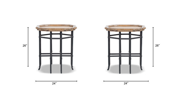Foundry Square Reclaimed Wood & Iron Side Table, Antique Natural Brown