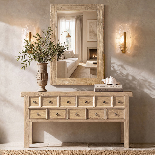 Langford Solid Reclaimed Elm Wood Rectangular Wall Mirror