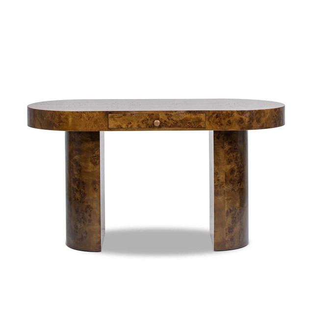 Jesse Single Drawer Oval Computer Desk, Dark Brown