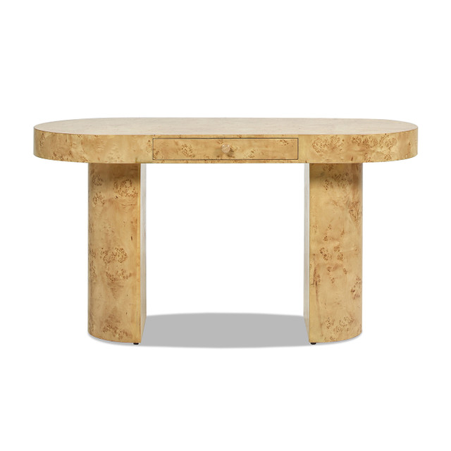 Jesse Single Drawer Oval Computer Desk, Warm Natural Brown