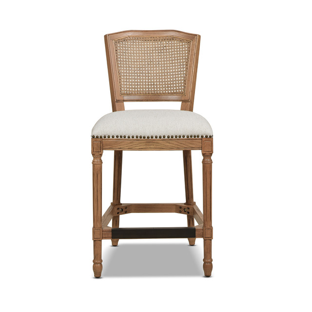 Triomphe Rattan Wicker High Back Armless Counter Bar Stool