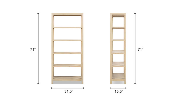 Ellis Reclaimed Pine Wood 5-Shelf Open Frame Bookcase, Light Natural Cerused Ellis Reclaimed Pine Wood 5-Shelf Open Frame Bookcase, Light Natural Cerused