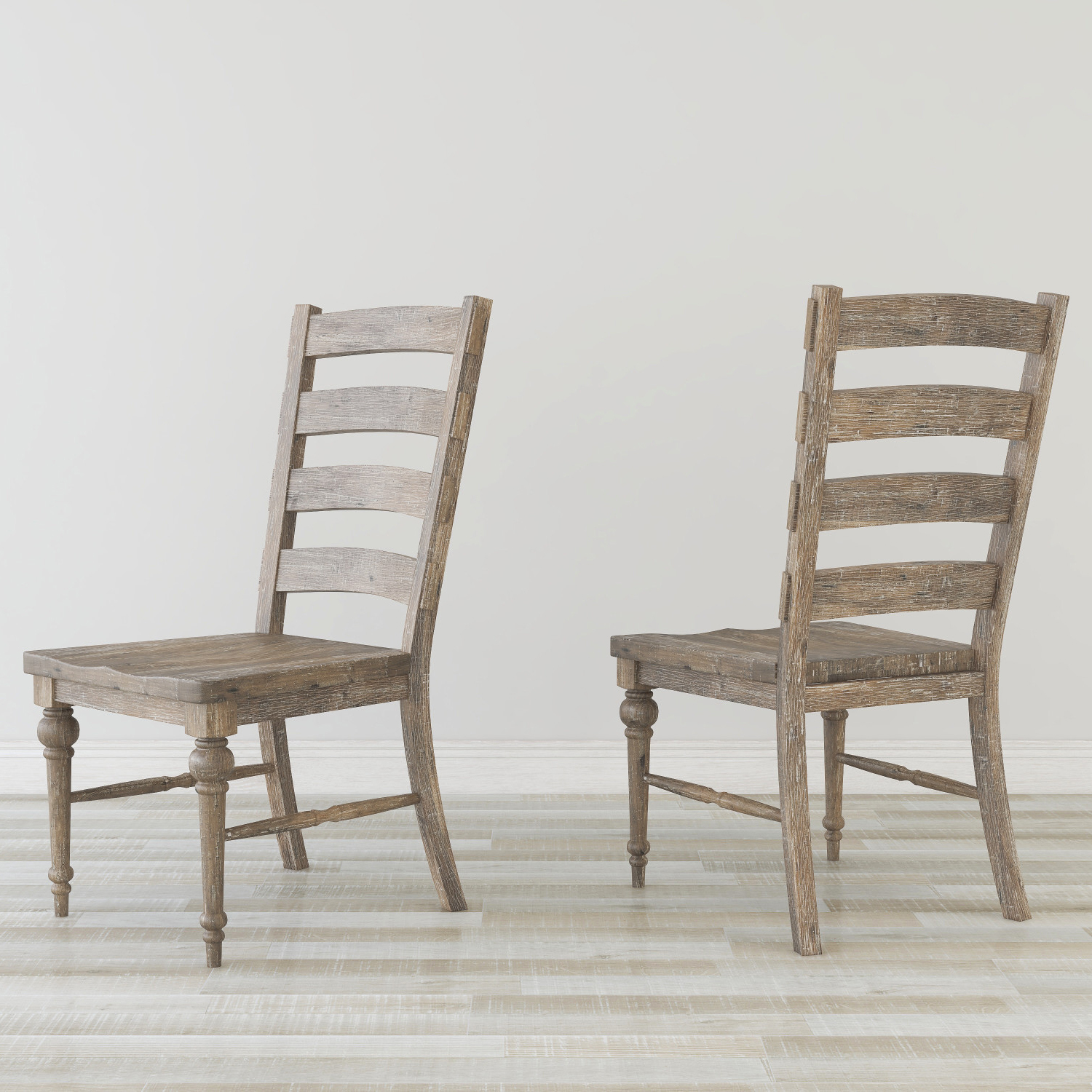 Laurel Reclaimed Wood Ladder Back Dining Chair, Set of 2, Sandstone Finish