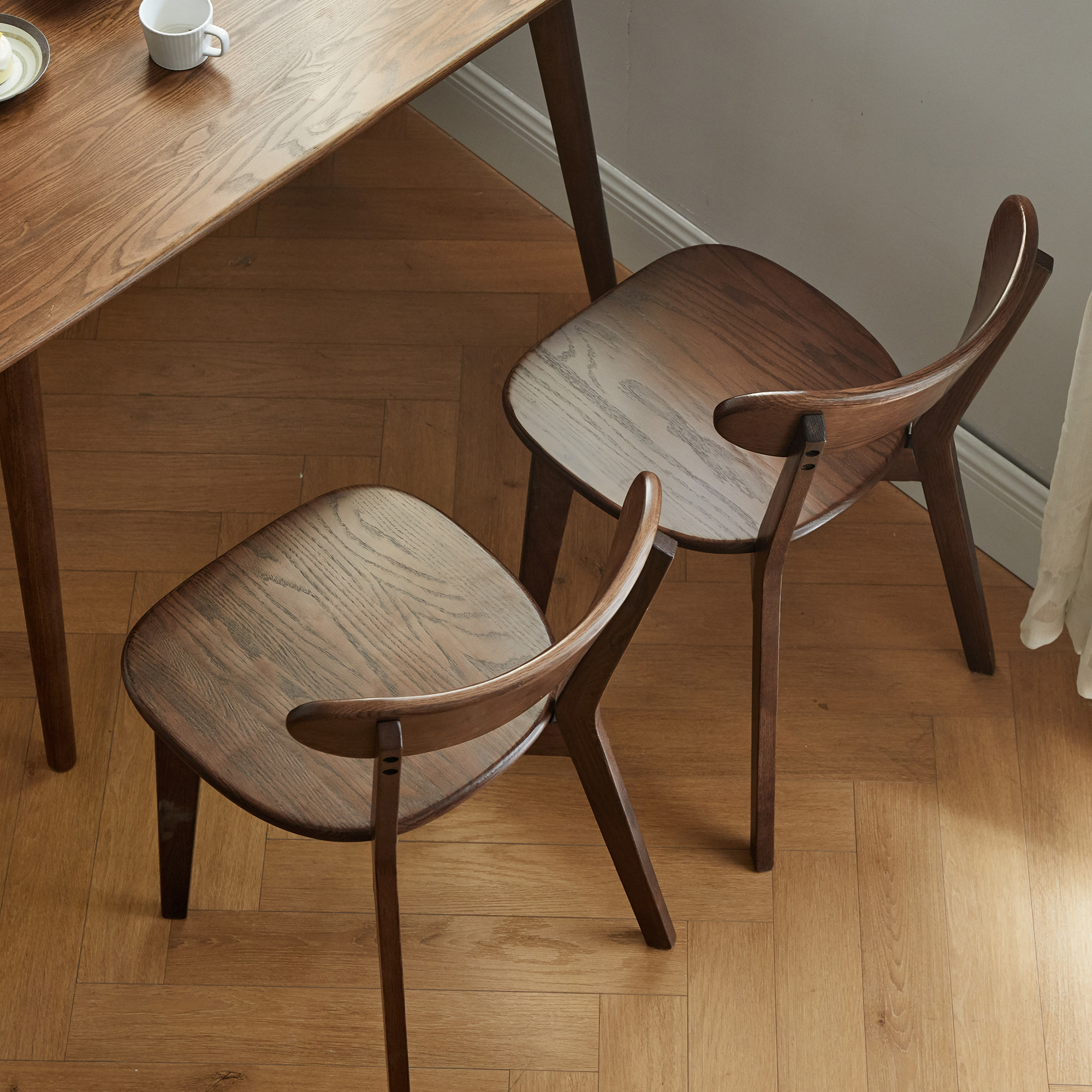 Remi Natural FAS Grade Oak Wooden Dining Chair, Walnut Finish