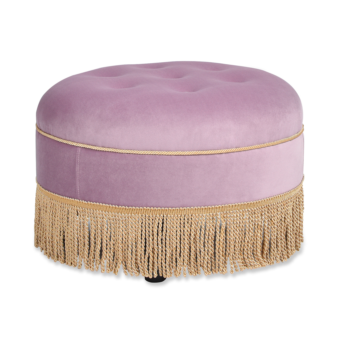 Yolanda Round Upholstered Accent Ottoman, Lavender
