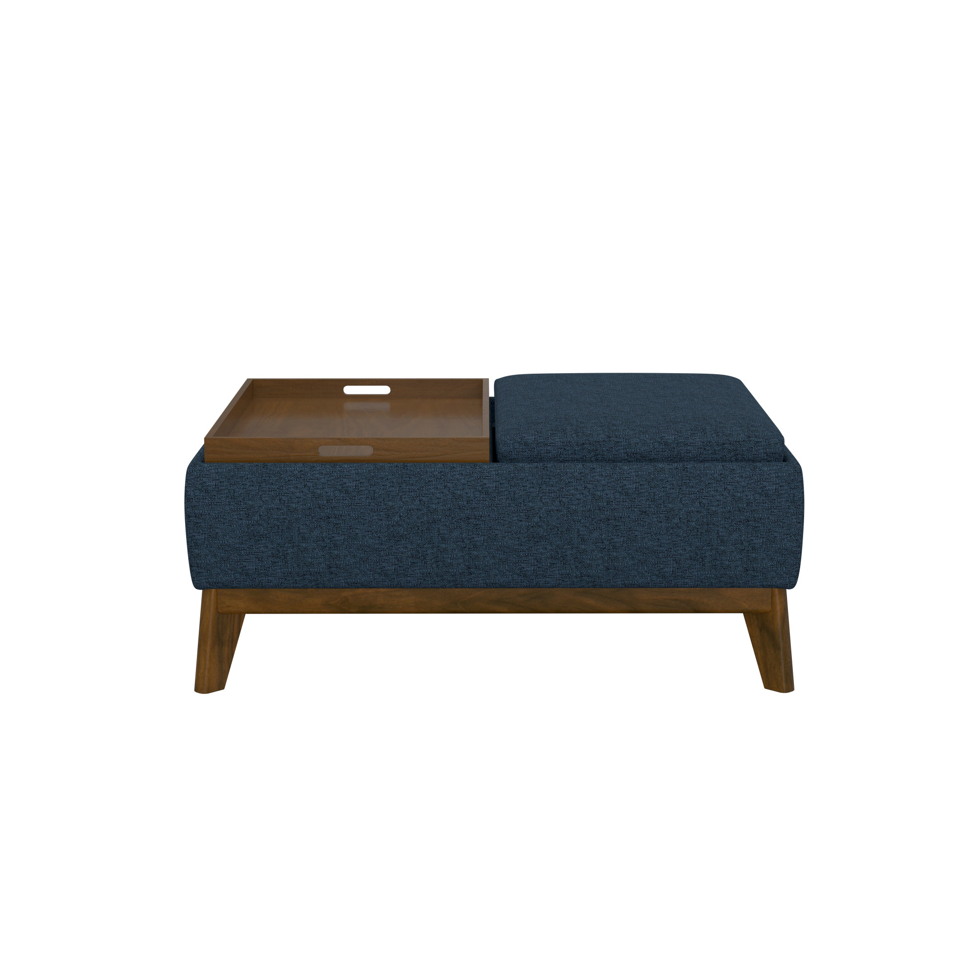 Rivano Mid-Century Storage Ottoman with Reversible Trays