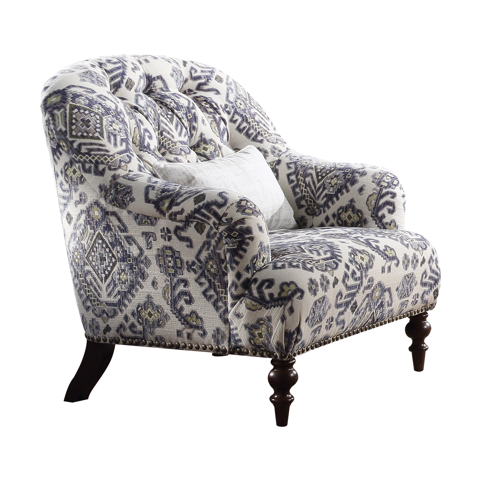 Harper Tufted Armchair with Charles of London Arms, Nailhead Trim & Down Feather Cushion