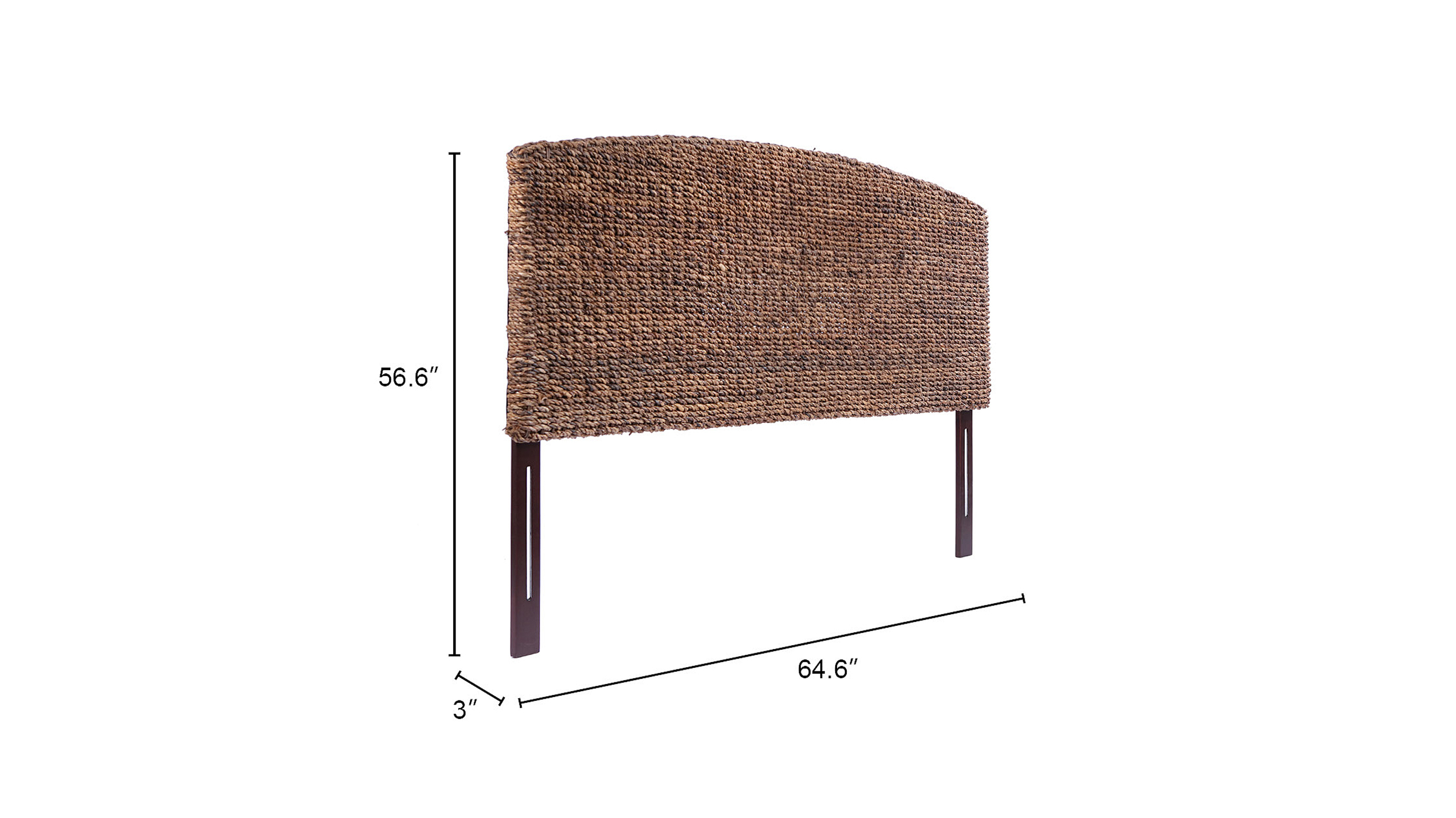 Granada Freestanding or Floating Woven Rectangular Headboard, Queen & Full, Rich Brown