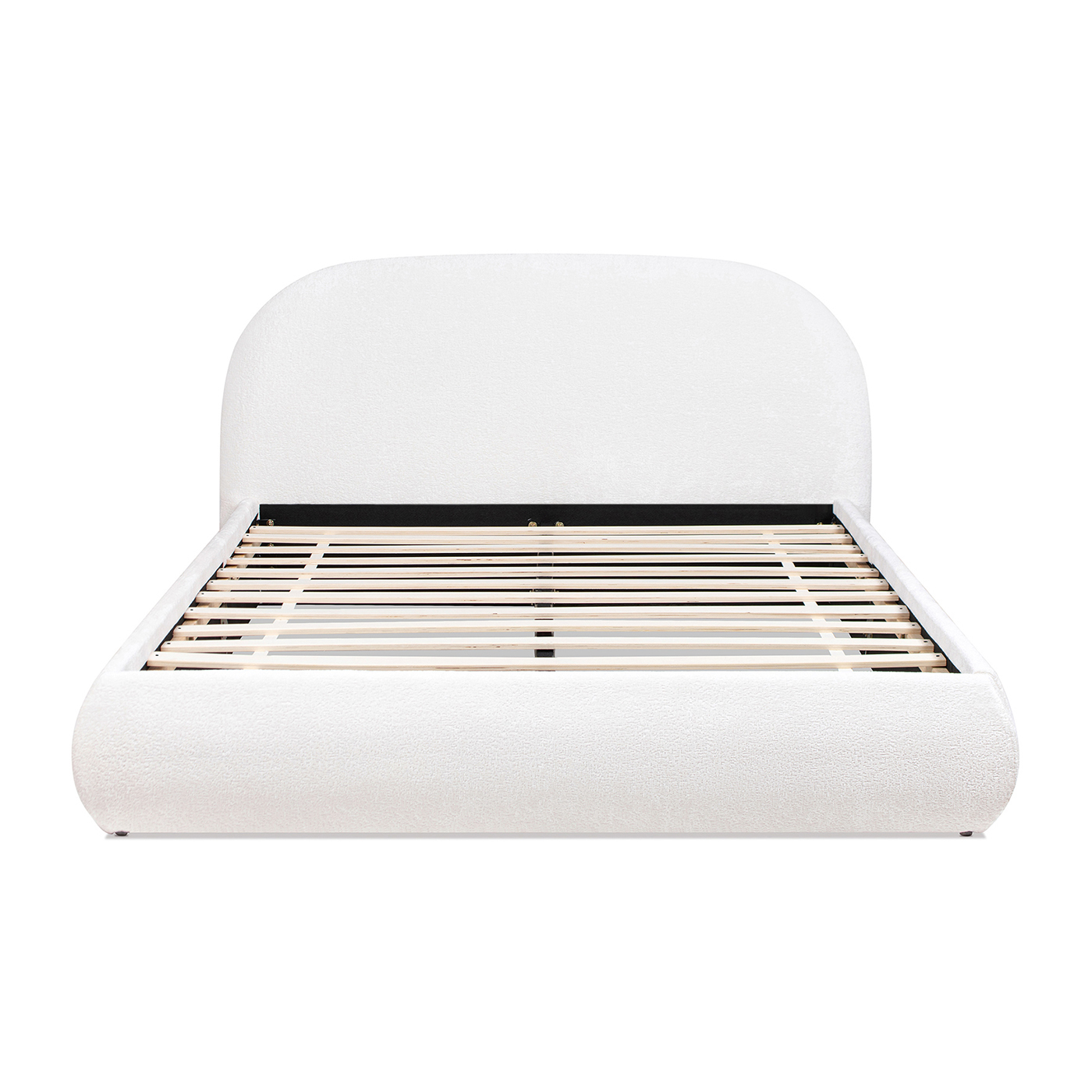 Archie Puffy Grounded Upholstered Platform Bed, Almond White
