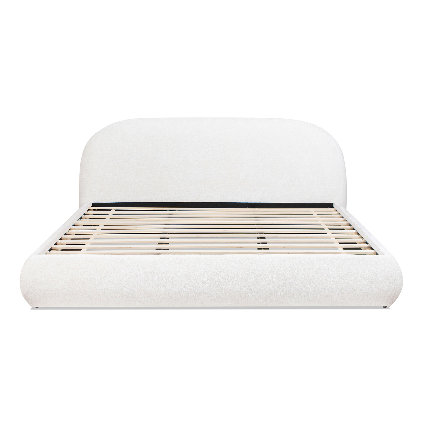 Archie Puffy Grounded Upholstered Platform Bed, Almond White