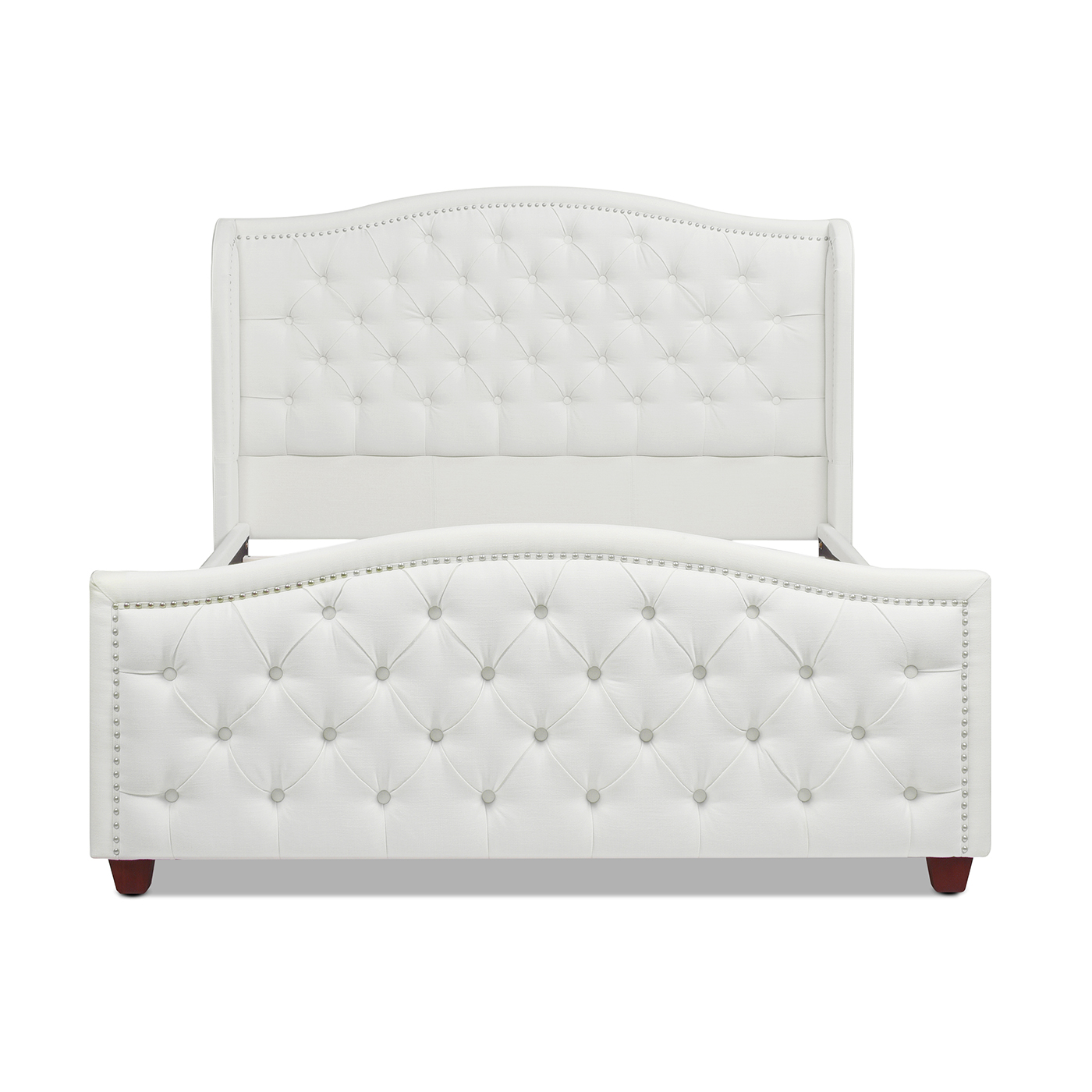 FFontana Wingback Upholstered Platform Bed Frame, Queen, Antique White