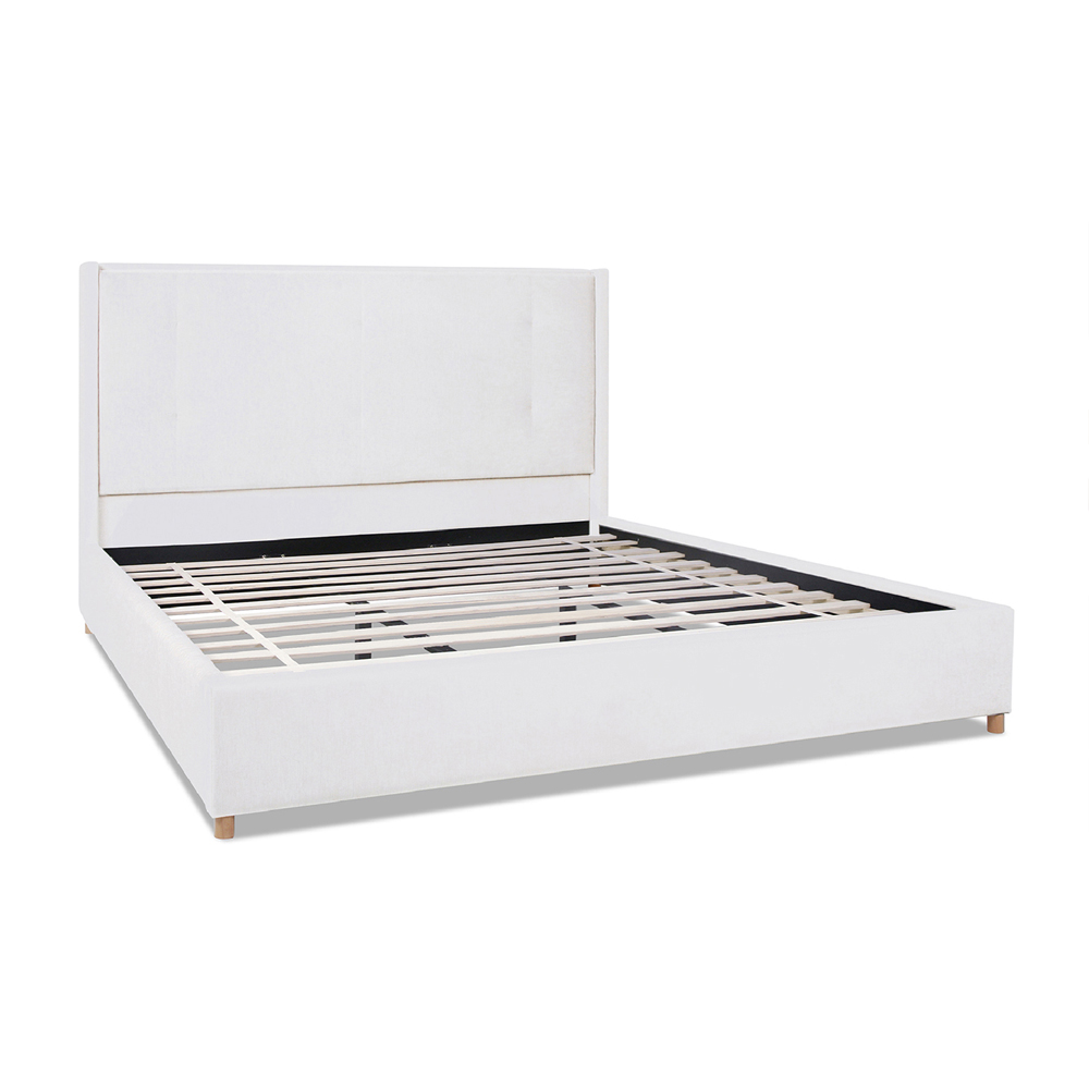 Miramar King Cushion-Back Headboard Platform Bed Frame, Antique White