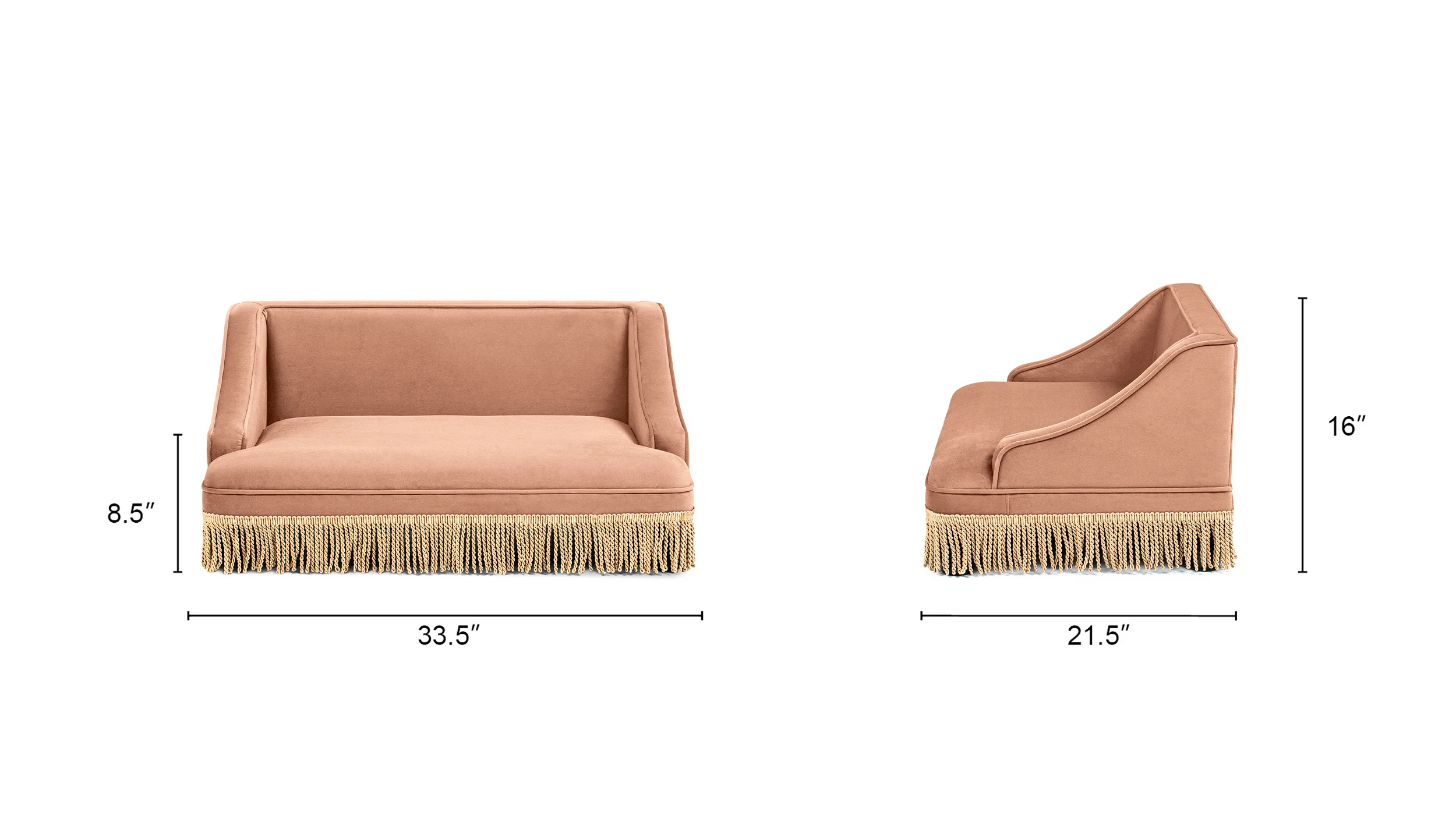 Duchess Medium Princess Pet Bed Sofa with Fringe Skirt, Peach Orange Duchess Medium Princess Pet Bed Sofa with Fringe Skirt, Peach Orange