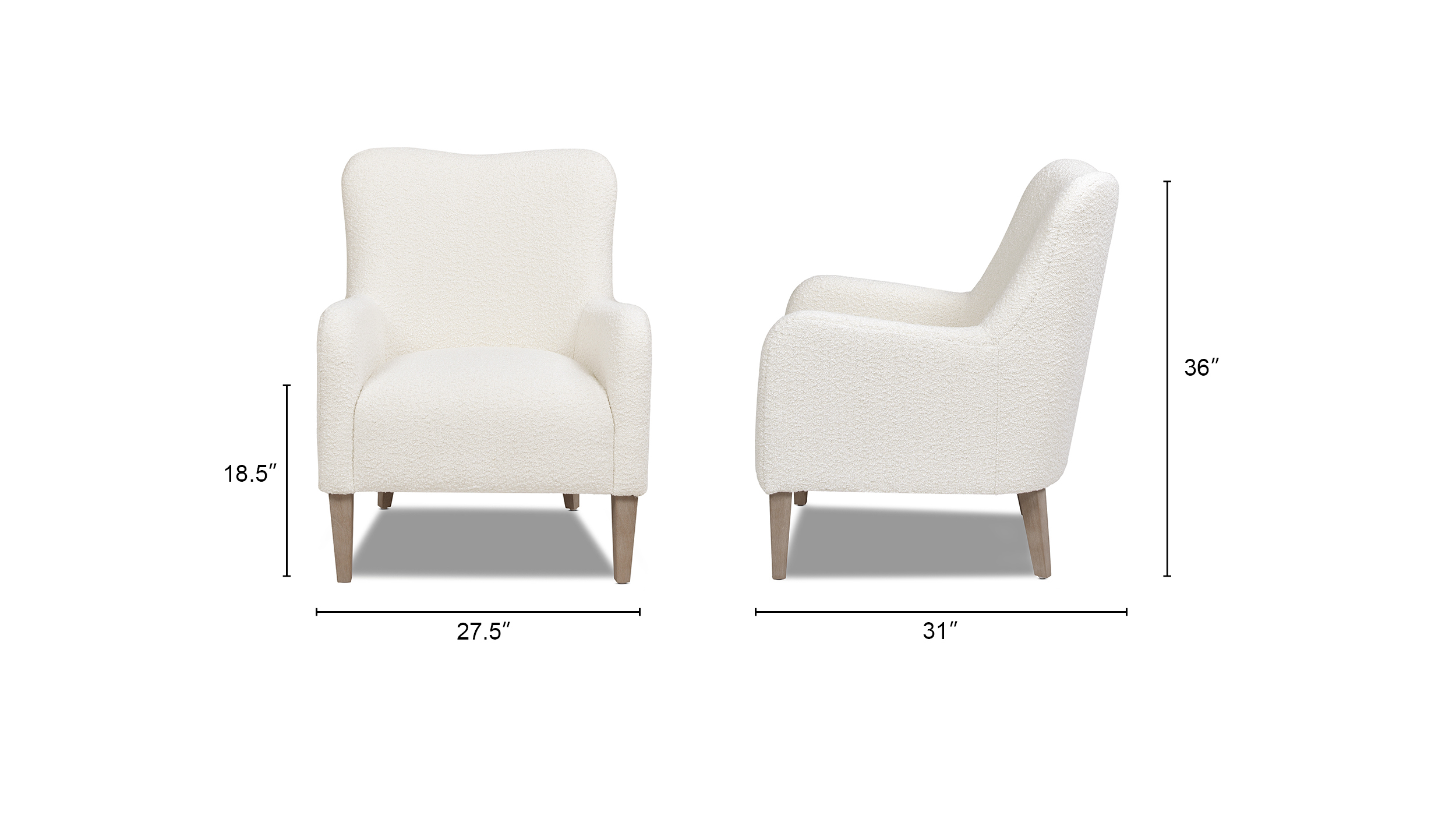 Nimbus Curved Accent Chair, Ivory White Bouclé