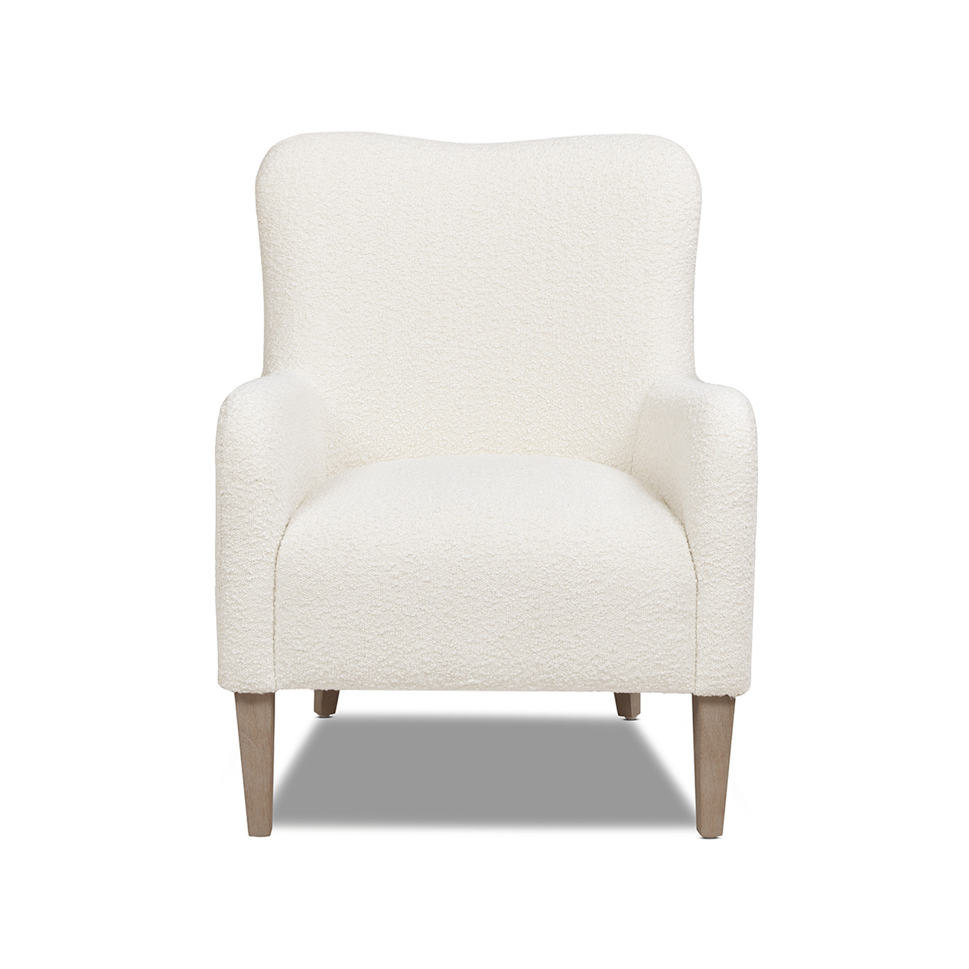 Nimbus Curved Accent Chair, Ivory White Bouclé