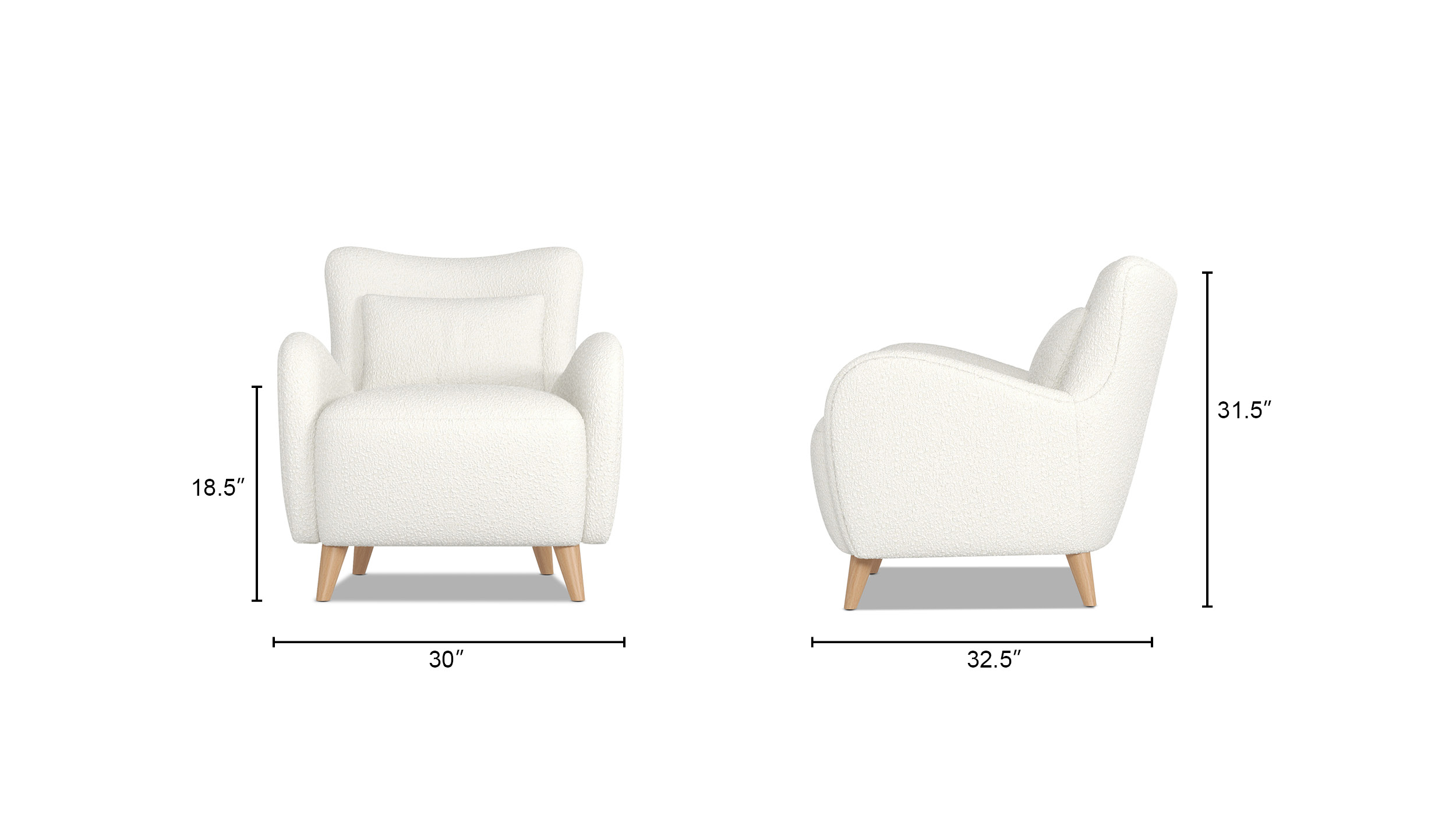 Nimbus Curved Accent Chair, Ivory White Bouclé