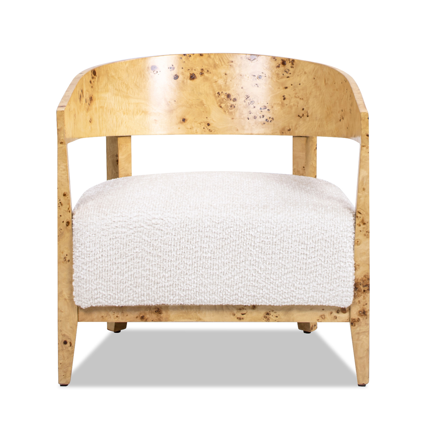 Nimbus Curved Accent Chair, Ivory White Bouclé